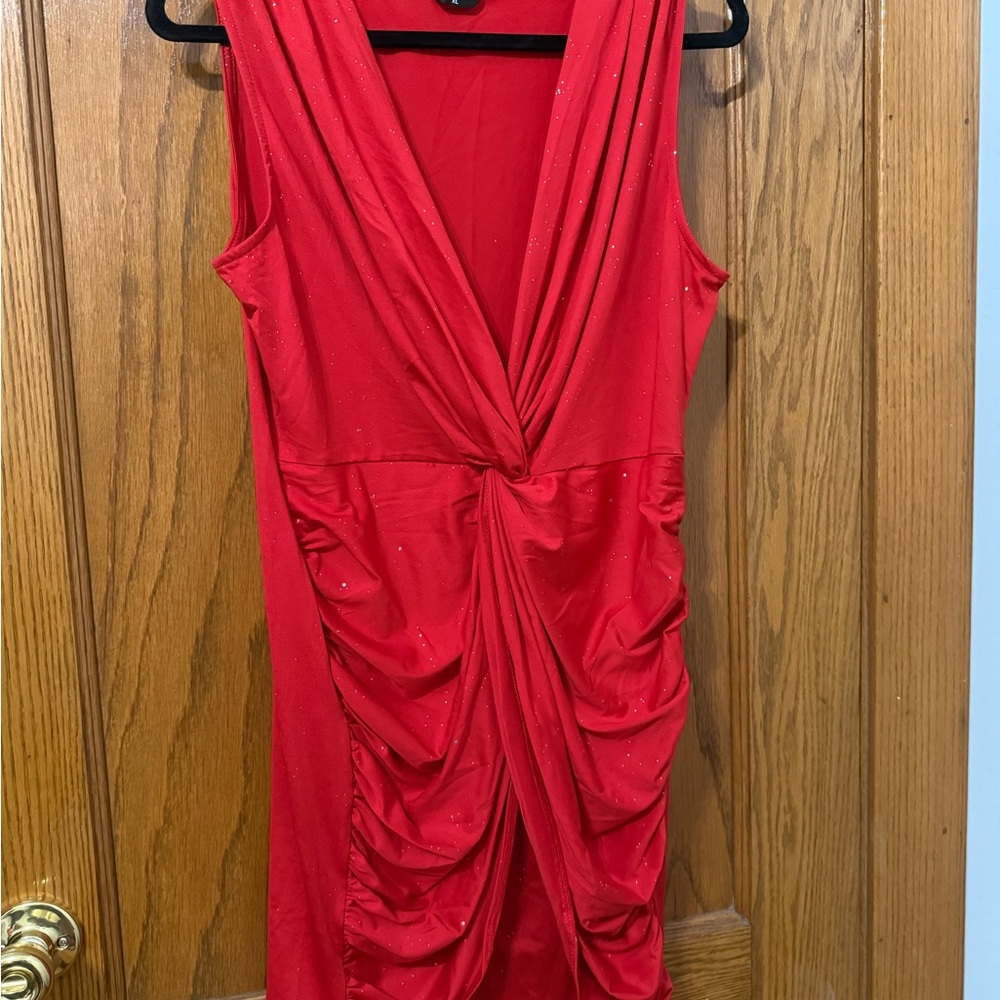 Chic Red Draped Maxi Dress